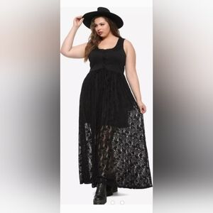 Hot Topic Black Skull Lace Maxi Dress